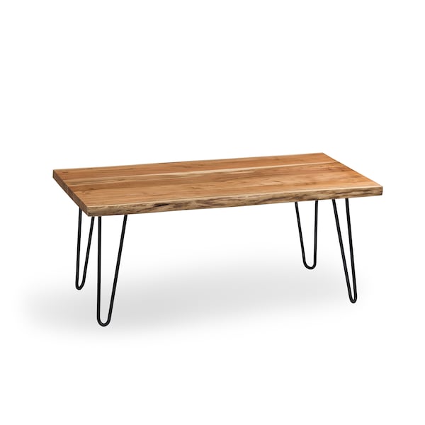 Alaterre Furniture Hairpin Natural Live Edge Wood with Metal 48" Large Coffee Table, Natural AWDD1220 - main